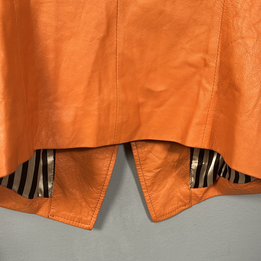 Aodier Orange Leather Women's Jacket size 40 XS to S - Picture 7 of 16